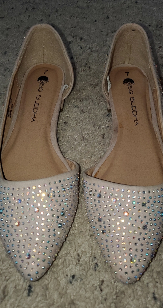 Nude flats with rhinestones